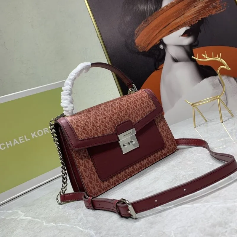 Alternative view of Michael Kors Maroon Monogram Handbag 23x15x8 cm