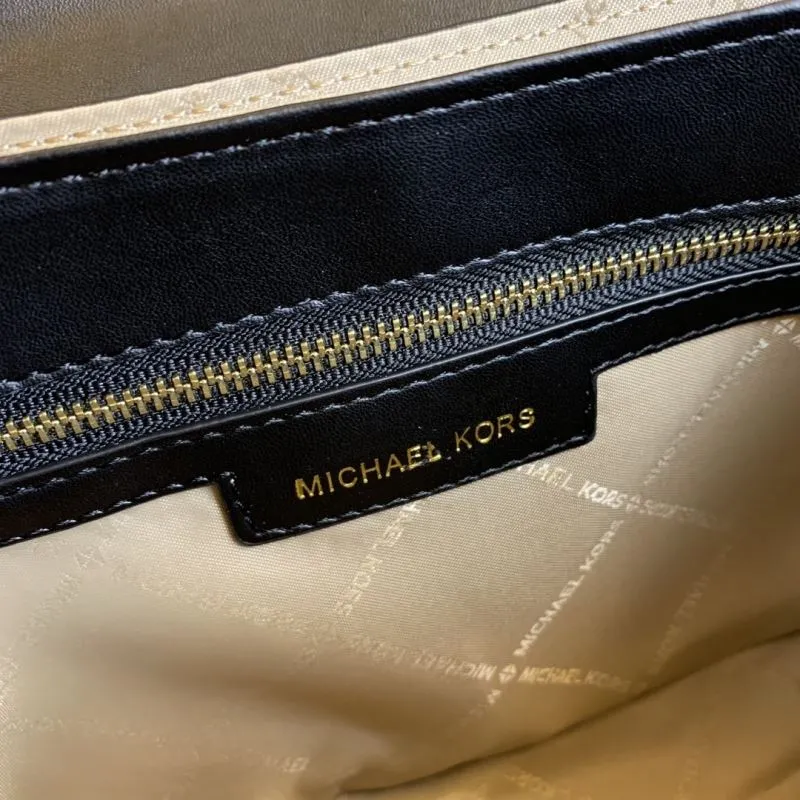 Michael Kors Brown White Monogram Top Handle Crossbody Handbag 23-16-9cm - Image 9