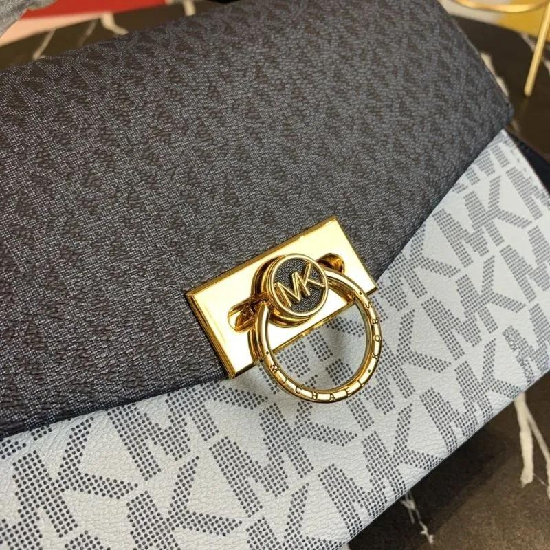 Michael Kors Monogram Crossbody Handbag Navy Light Blue Size 23-16-9 - Image 5