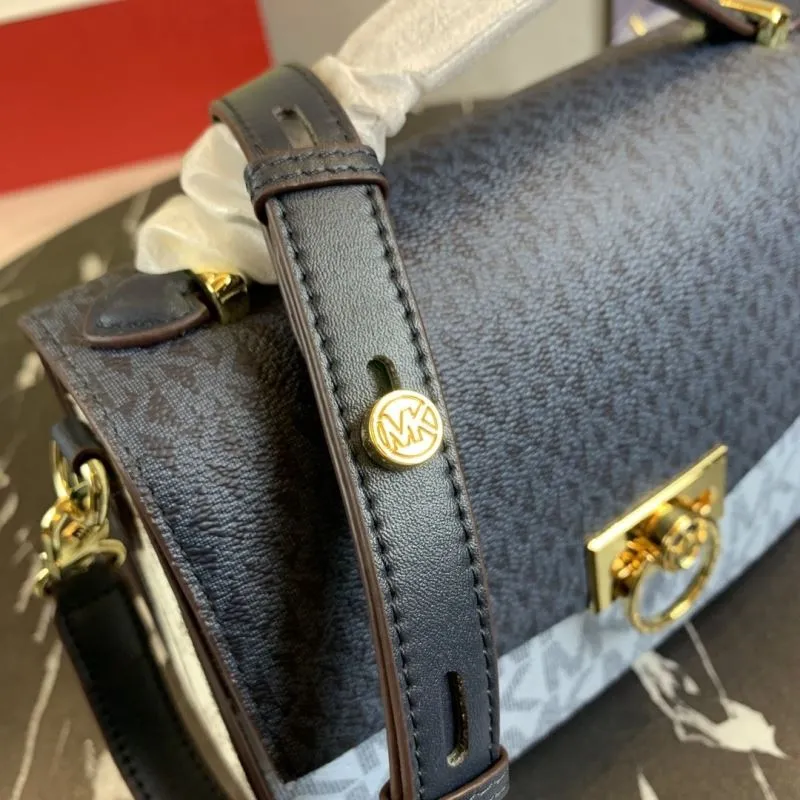 Michael Kors Monogram Crossbody Handbag Navy Light Blue Size 23-16-9 - Image 6