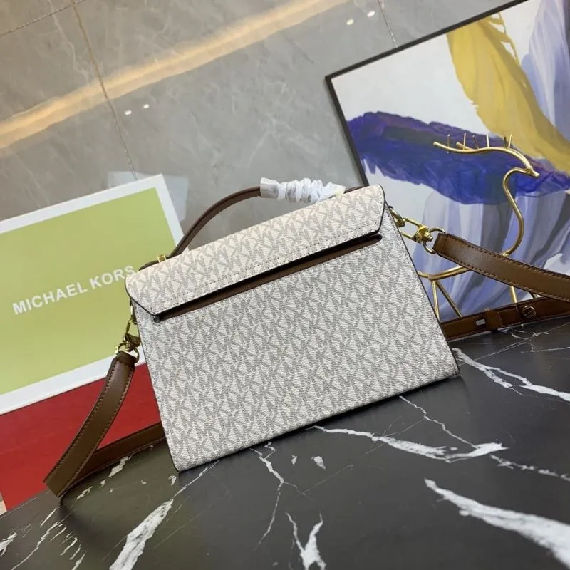 Michael Kors Beige Monogram Crossbody Handbag - Image 3