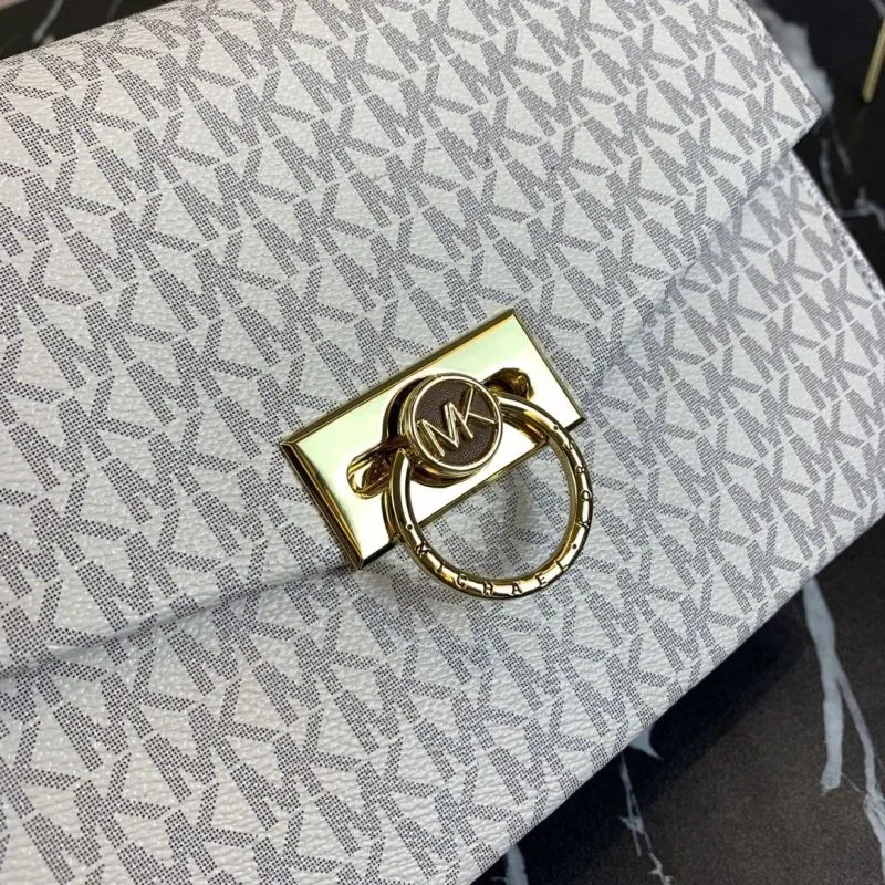 Michael Kors Beige Monogram Crossbody Handbag - Image 5