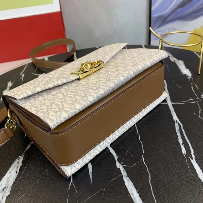 Michael Kors Beige Monogram Crossbody Handbag - Image 7