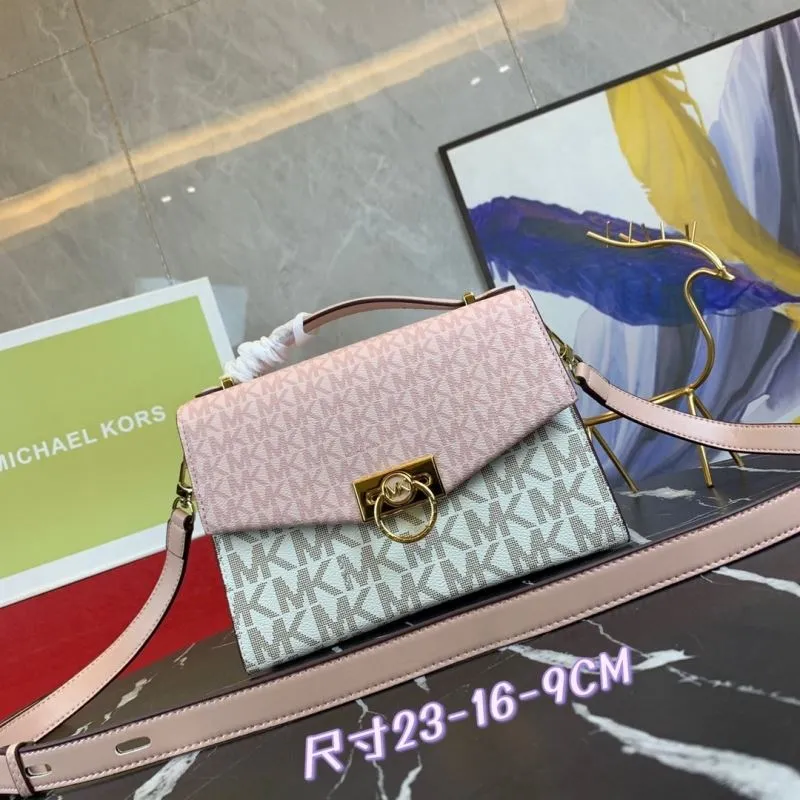Michael Kors Pink White Monogram Crossbody Handbag