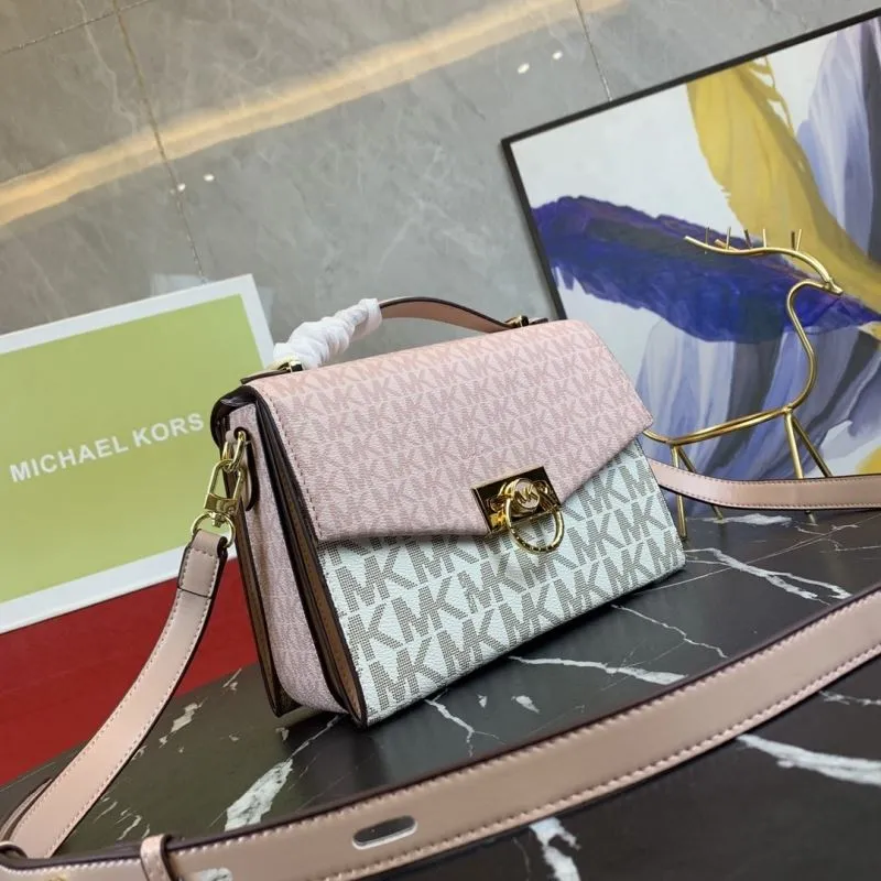 Alternative view of Michael Kors Pink White Monogram Crossbody Handbag
