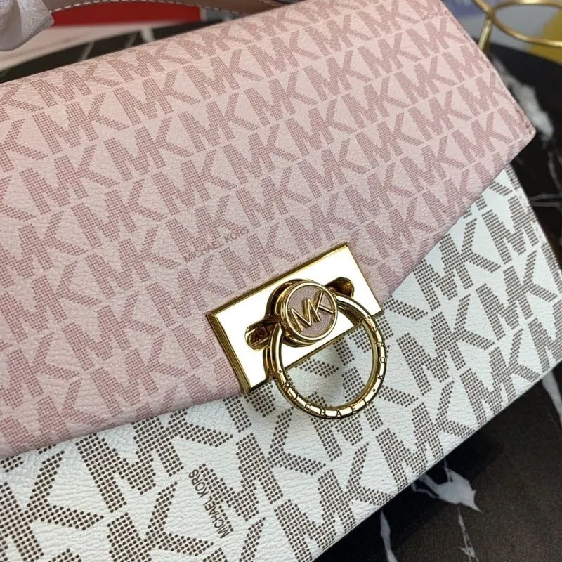 Michael Kors Pink White Monogram Crossbody Handbag - Image 5