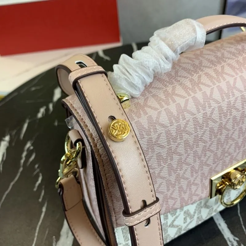Michael Kors Pink White Monogram Crossbody Handbag - Image 6