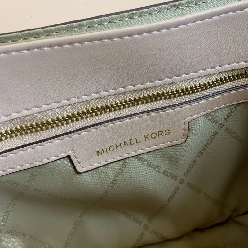 Michael Kors Pink White Monogram Crossbody Handbag - Image 9