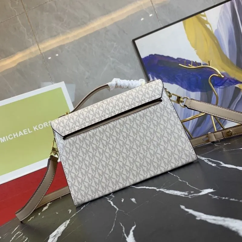 Michael Kors Beige Monogram Crossbody Handbag - Image 3