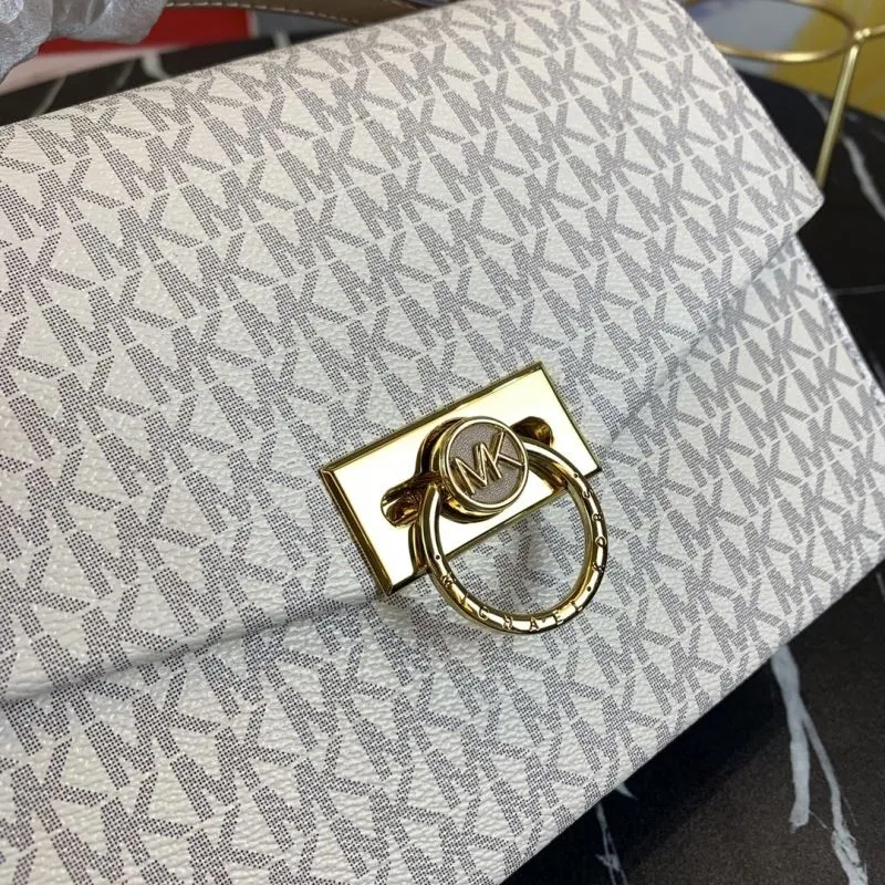 Michael Kors Beige Monogram Crossbody Handbag - Image 5
