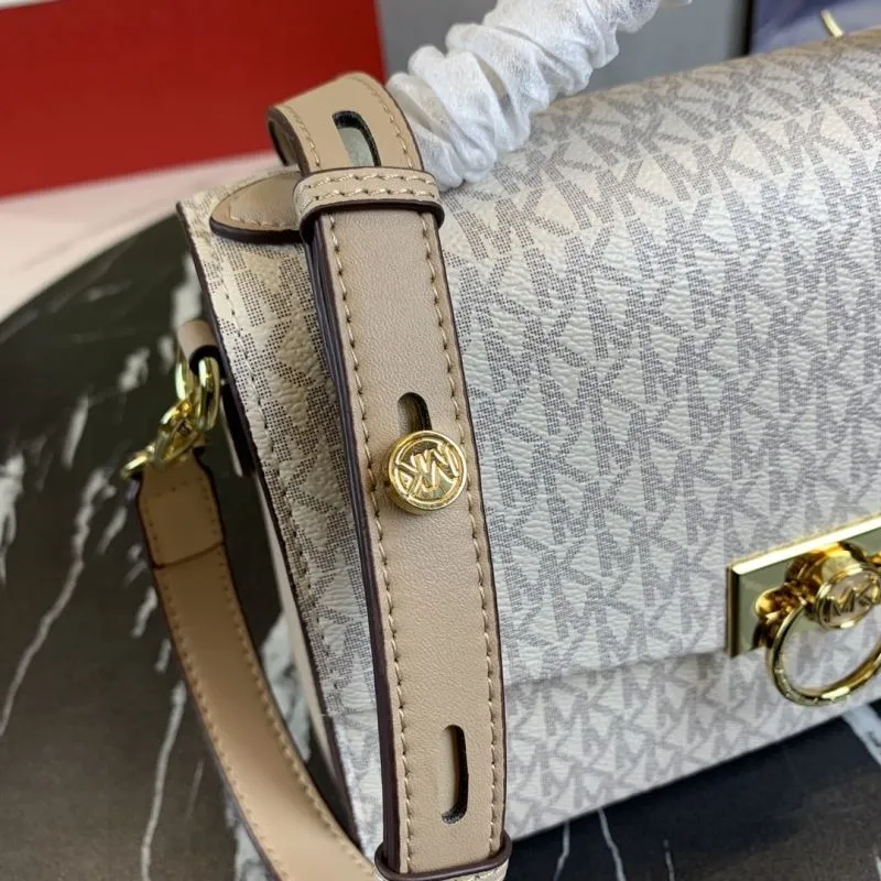 Michael Kors Beige Monogram Crossbody Handbag - Image 6