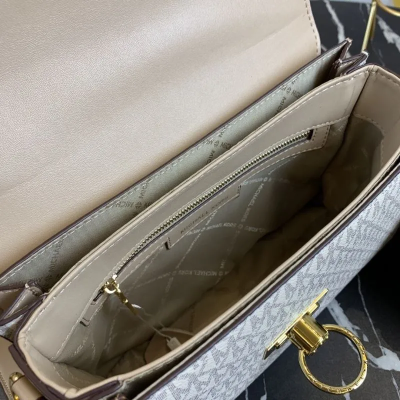 Michael Kors Beige Monogram Crossbody Handbag - Image 8