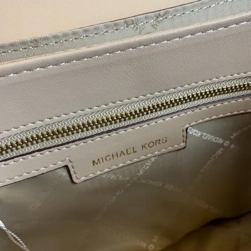 Michael Kors Beige Monogram Crossbody Handbag - Image 9
