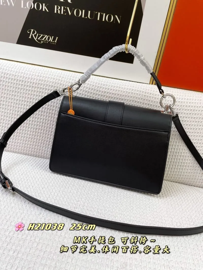 Alternative view of MK Black Leather Crossbody Handbag H21038 25cm