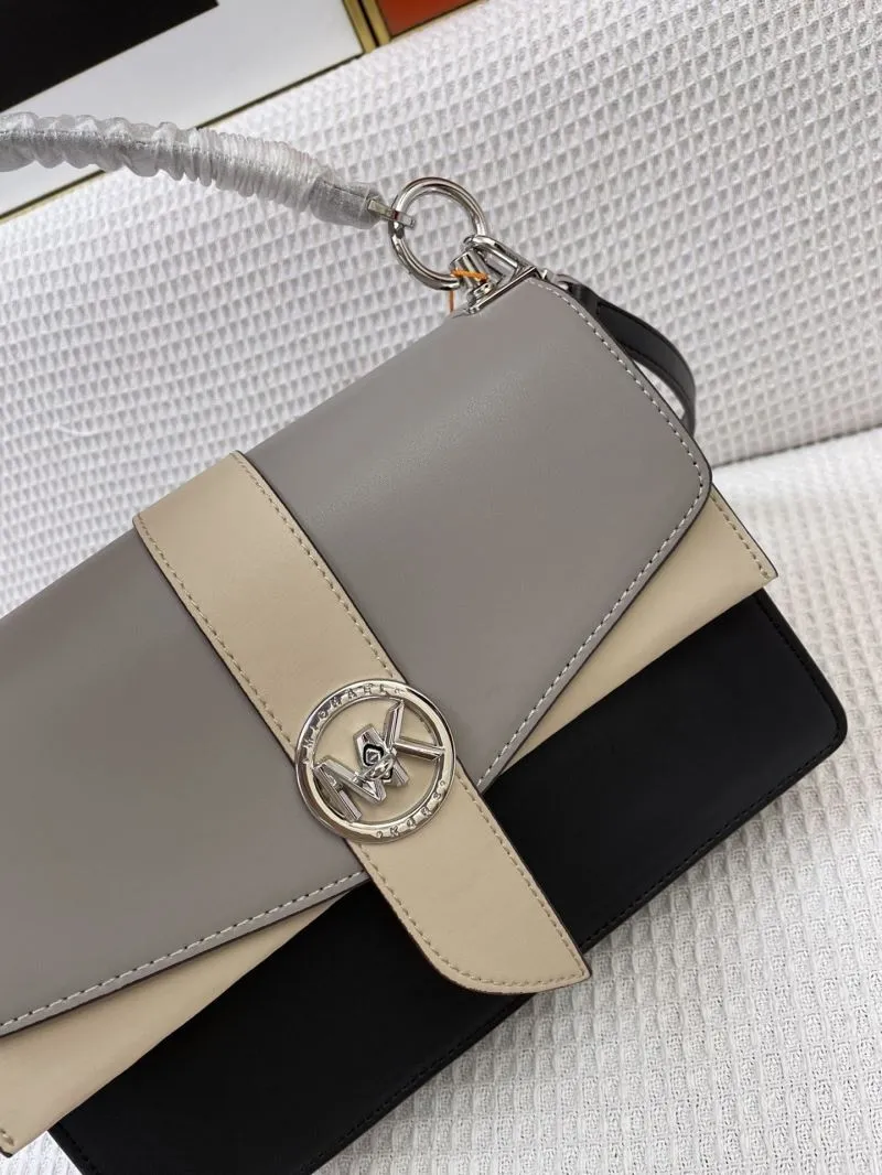 MK H21038 Gray Black Beige Crossbody Handbag 25cm - Image 4