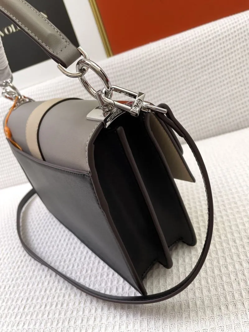 MK H21038 Gray Black Beige Crossbody Handbag 25cm - Image 6