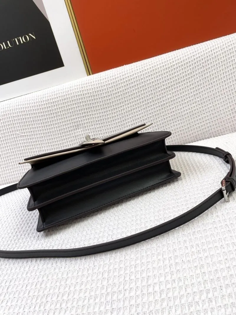 MK H21038 Gray Black Beige Crossbody Handbag 25cm - Image 7