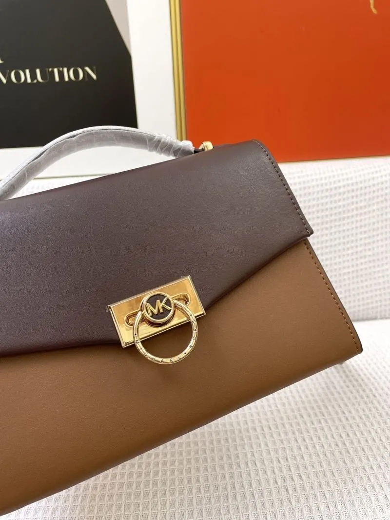 MK Two-Tone Leather Handbag H9657 24CM - Image 4