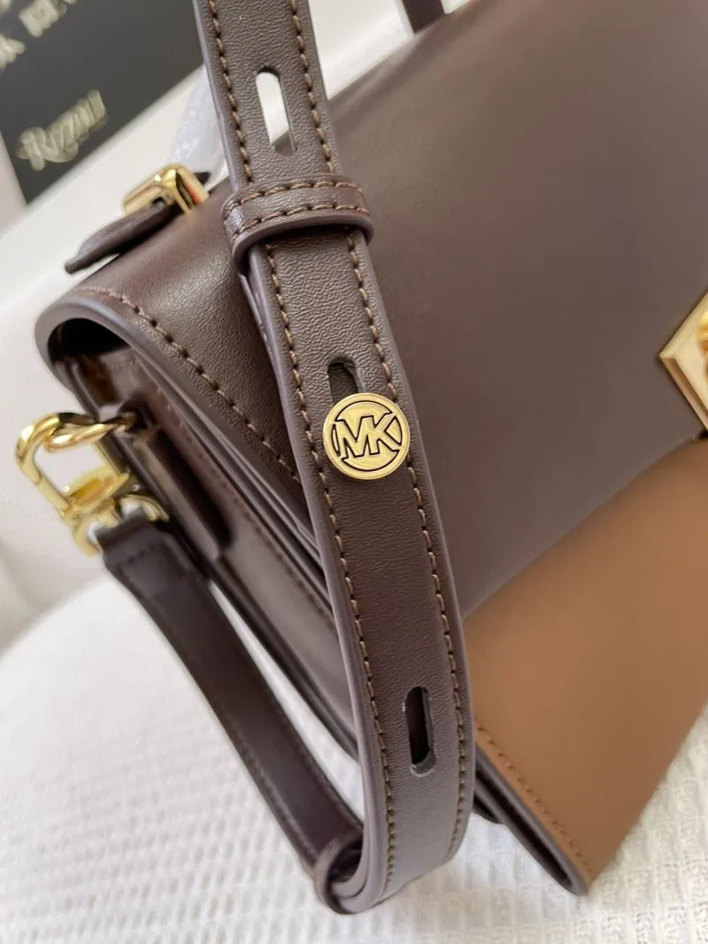MK Two-Tone Leather Handbag H9657 24CM - Image 6