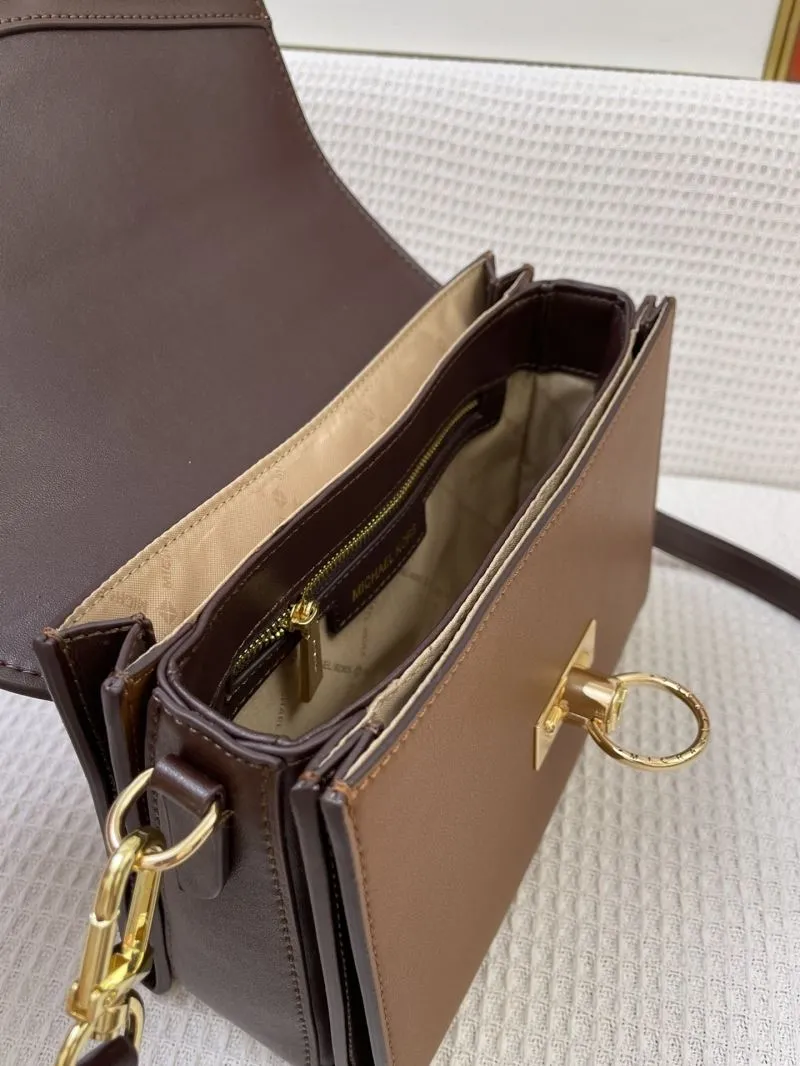 MK Two-Tone Leather Handbag H9657 24CM - Image 8