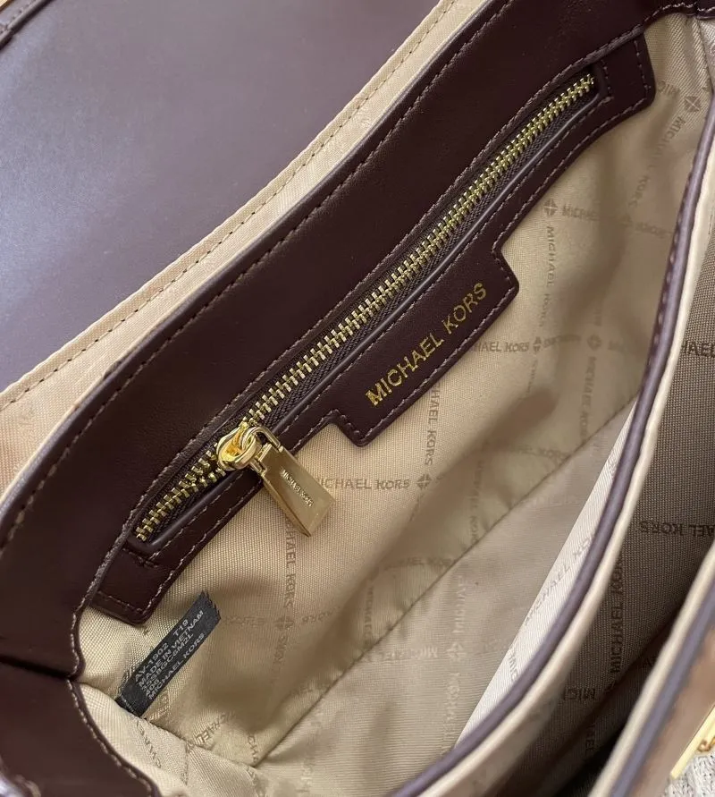 MK Two-Tone Leather Handbag H9657 24CM - Image 9