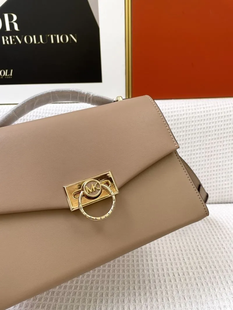 MK Tan Leather Crossbody Handbag H9657 24CM - Image 4