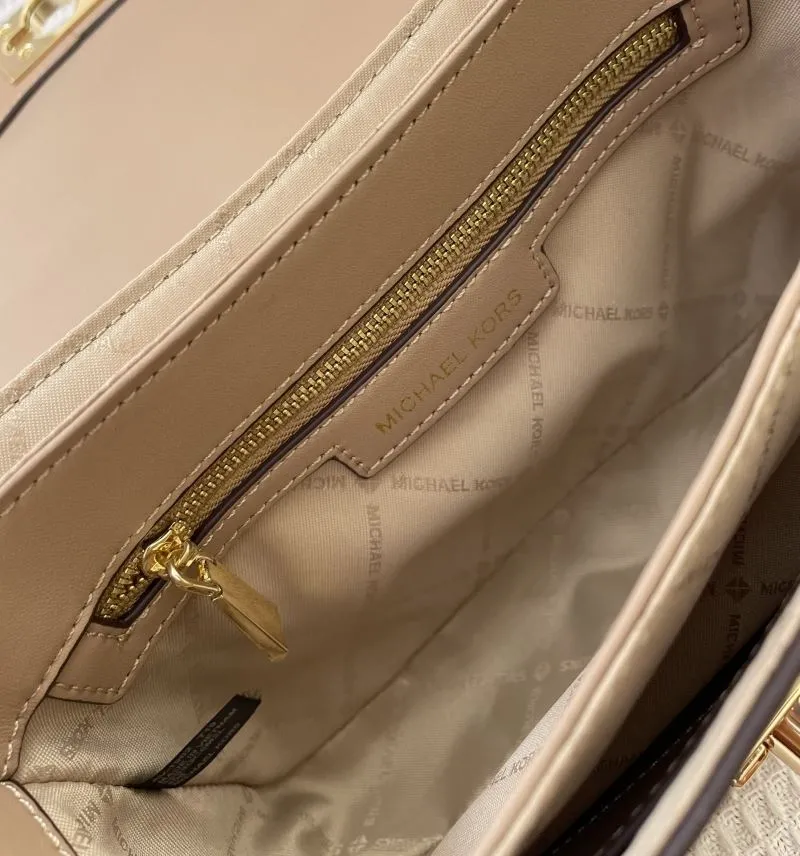 MK Tan Leather Crossbody Handbag H9657 24CM - Image 9