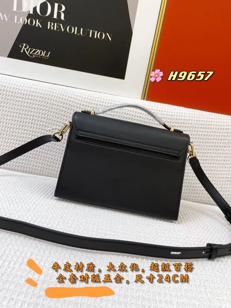 Alternative view of MK Black Leather Crossbody Handbag H9657 Size 24cm