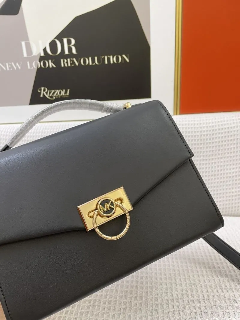 MK Black Leather Crossbody Handbag H9657 Size 24cm - Image 4