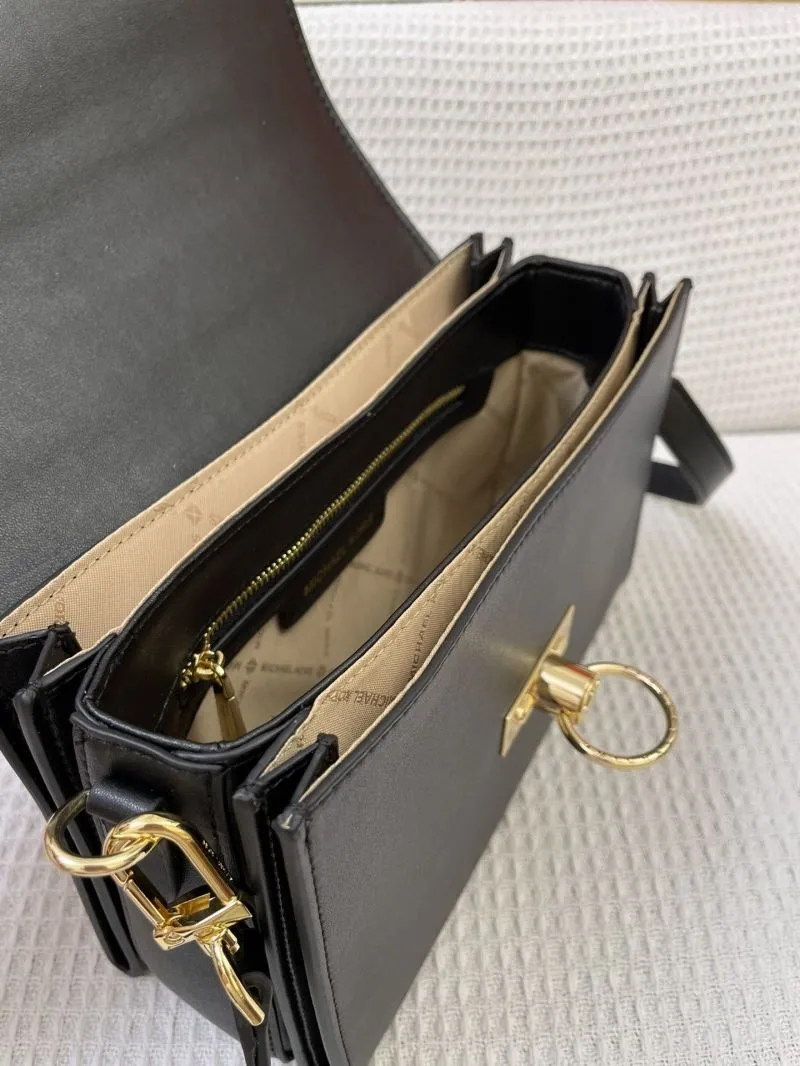 MK Black Leather Crossbody Handbag H9657 Size 24cm - Image 8