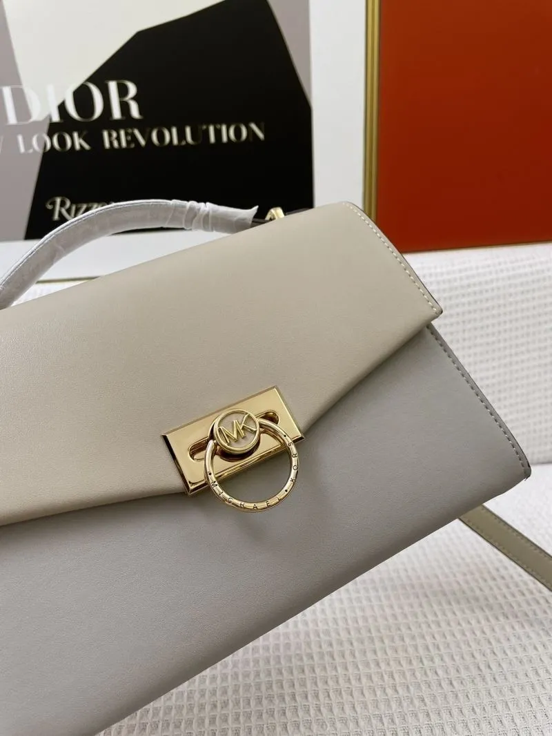 MK Gray Leather Crossbody Bag H9657 24CM - Image 4
