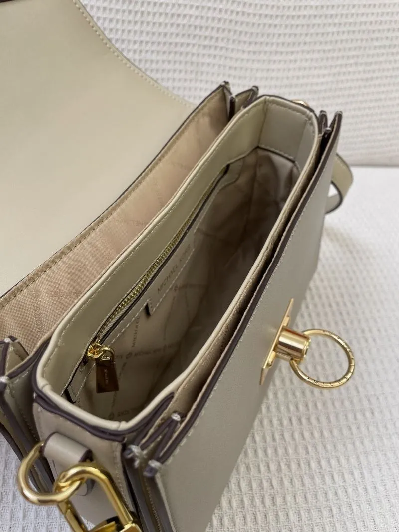 MK Gray Leather Crossbody Bag H9657 24CM - Image 8