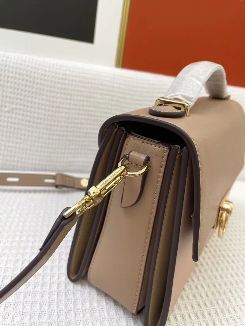 MK H9657 Beige Leather Crossbody Handbag 24CM - Image 5