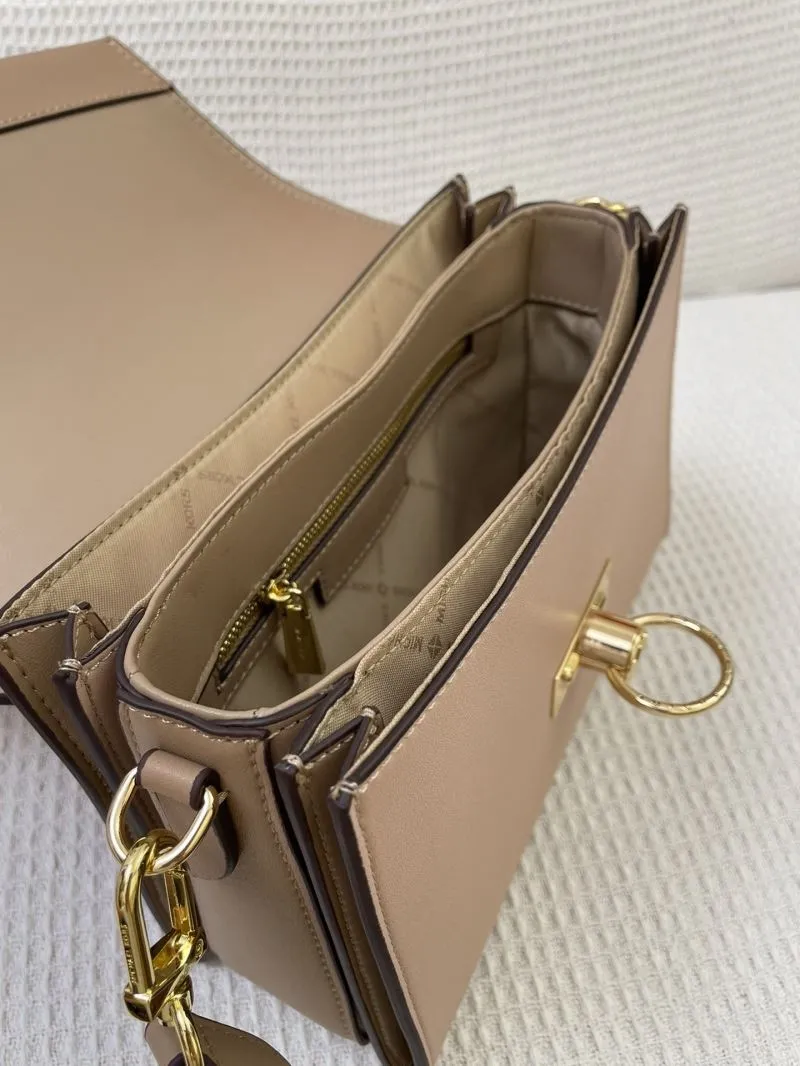 MK H9657 Beige Leather Crossbody Handbag 24CM - Image 8