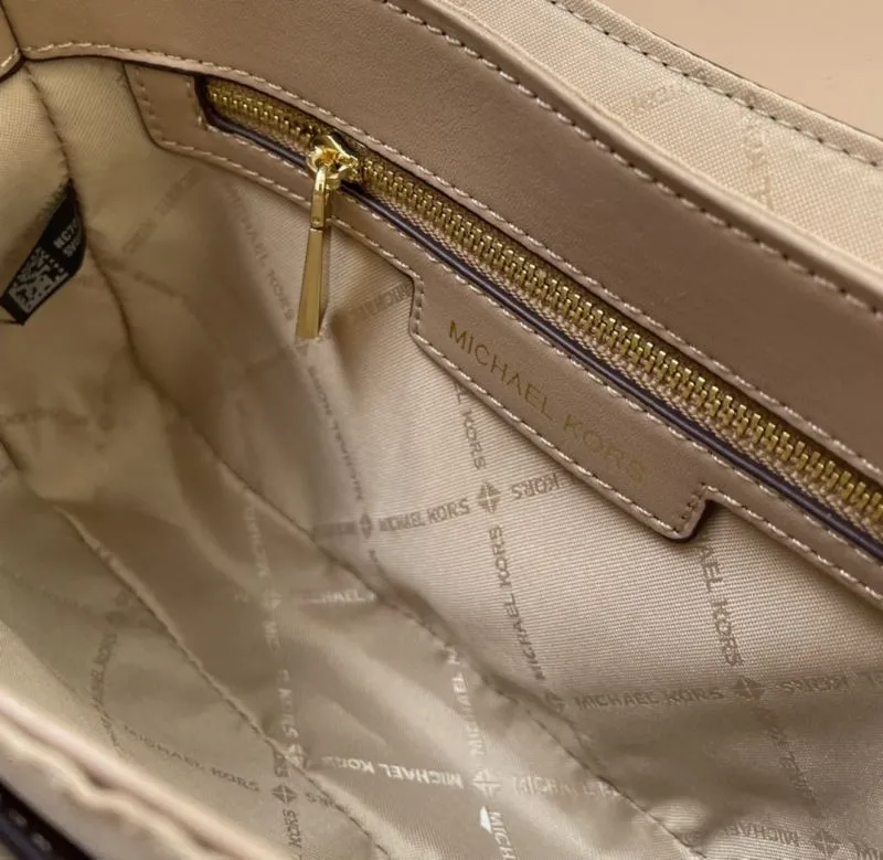 MK H9657 Beige Leather Crossbody Handbag 24CM - Image 9