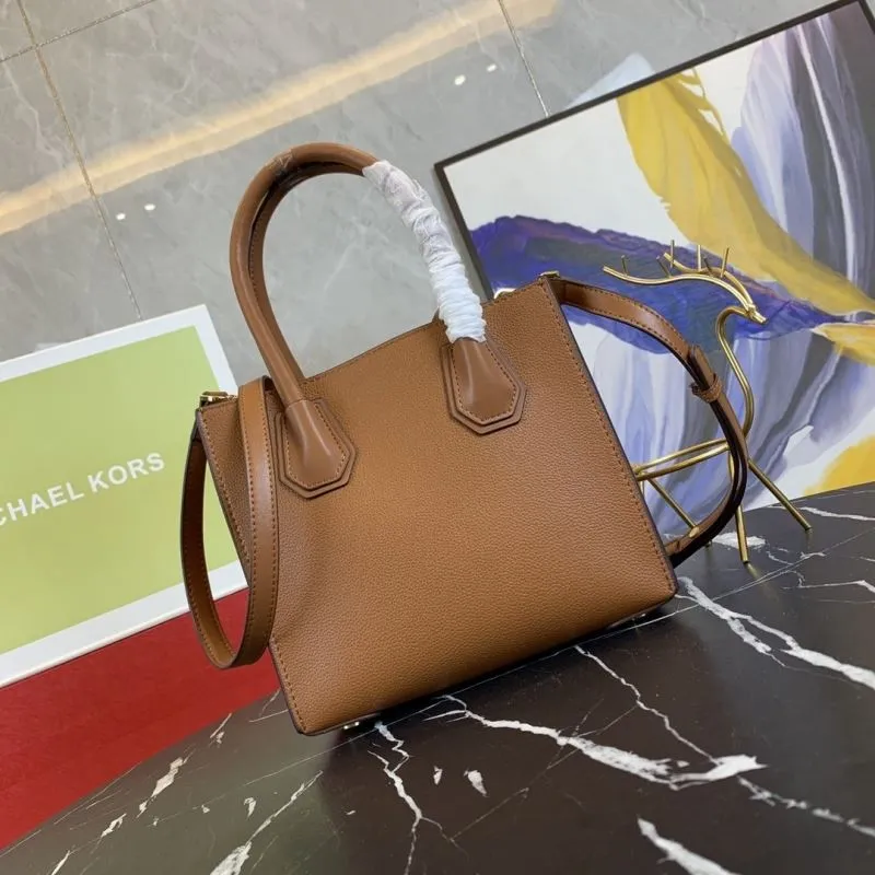 Michael Kors Brown White Checkered Tote Bag - Image 3