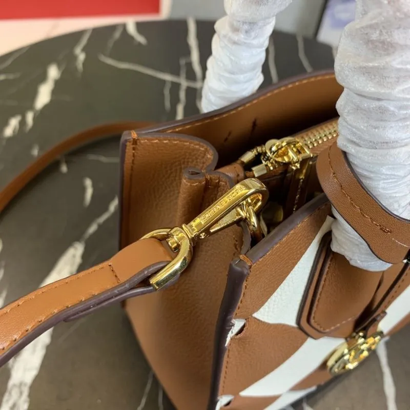 Michael Kors Brown White Checkered Tote Bag - Image 6