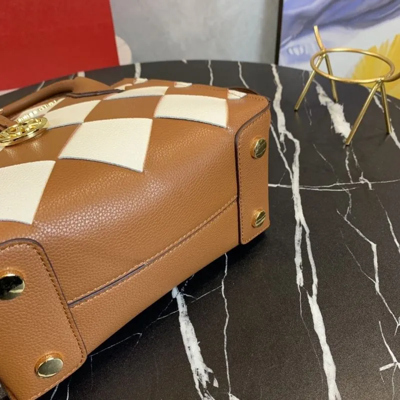 Michael Kors Brown White Checkered Tote Bag - Image 7