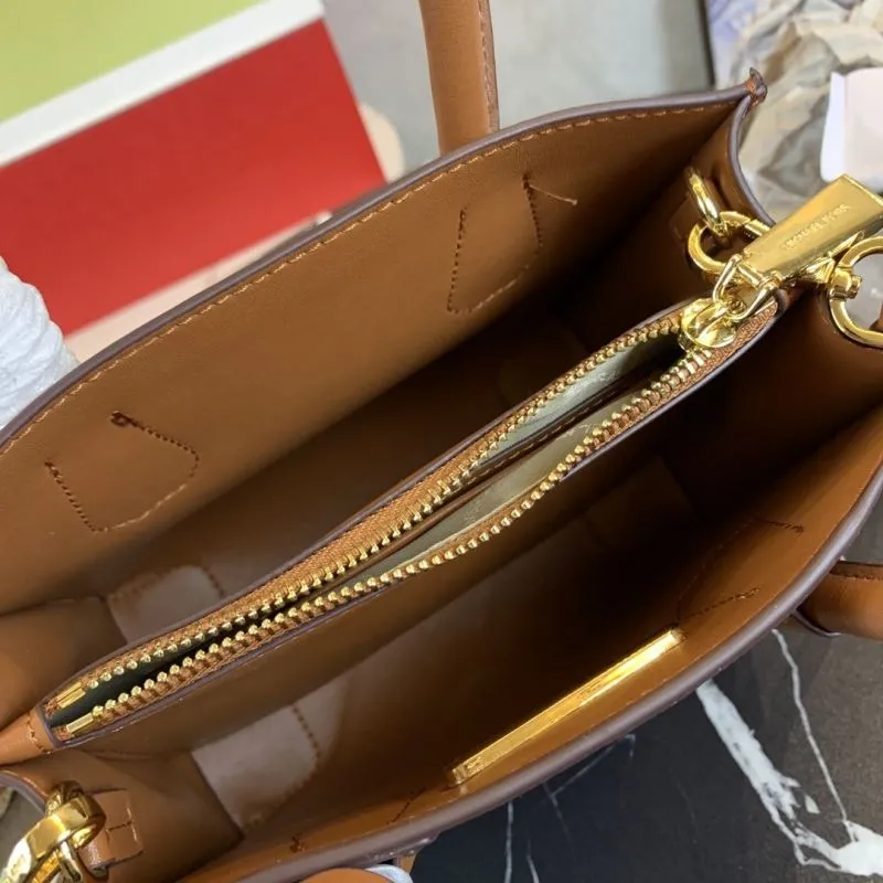 Michael Kors Brown Leather Tote Handbag Size 22x19x11cm 82 - Image 8