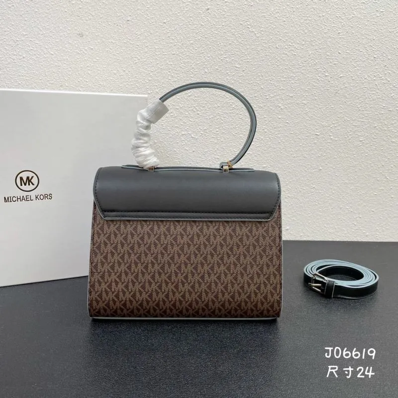 Michael Kors J06619 Brown Gray Monogram Handbag Size 24 - Image 3