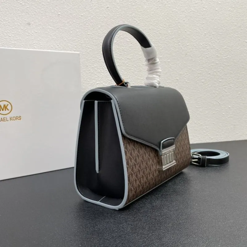Michael Kors J06619 Brown Gray Monogram Handbag Size 24 - Image 4
