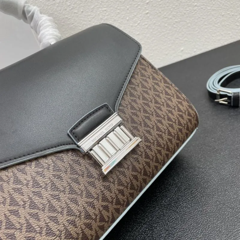 Michael Kors J06619 Brown Gray Monogram Handbag Size 24 - Image 5