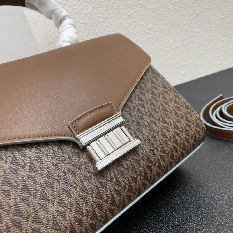 Michael Kors Brown Top Handle Satchel Bag J06619 Size 24 - Image 5