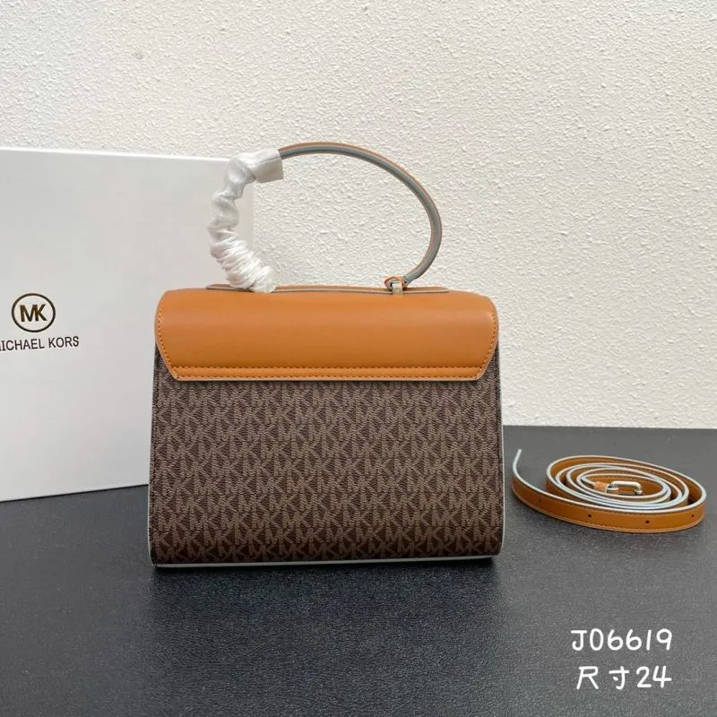 Michael Kors Brown Tan Top Handle Handbag J06619 Size 24 - Image 3