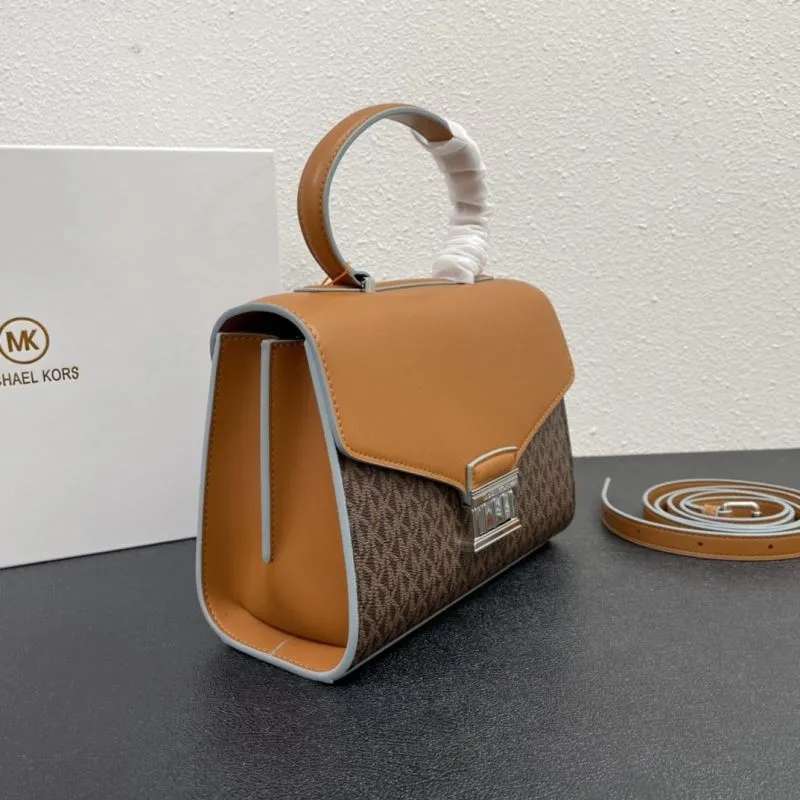 Michael Kors Brown Tan Top Handle Handbag J06619 Size 24 - Image 4