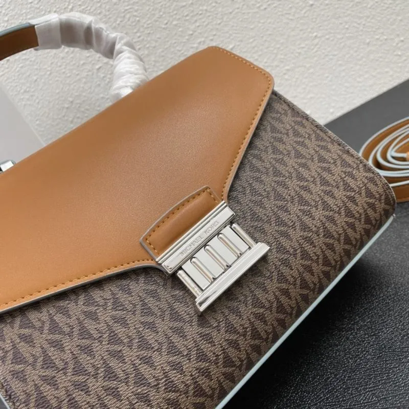 Michael Kors Brown Tan Top Handle Handbag J06619 Size 24 - Image 5