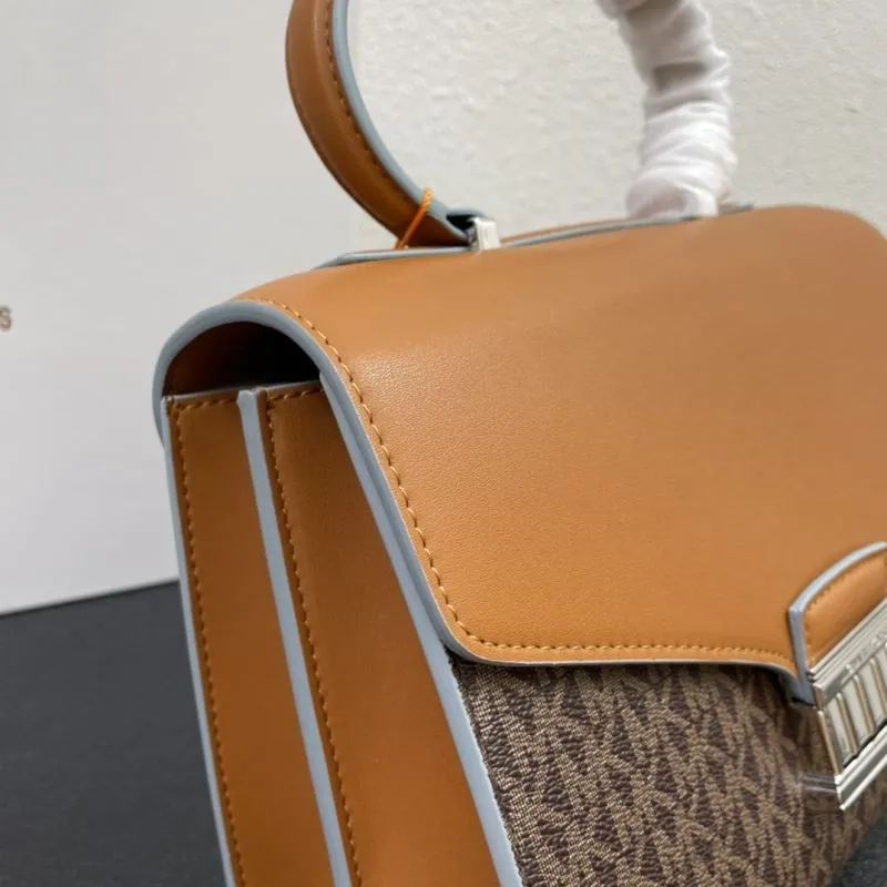 Michael Kors Brown Tan Top Handle Handbag J06619 Size 24 - Image 6