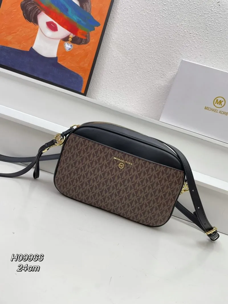 Michael Kors Brown Black Crossbody Satchel Bag H09966 24cm - Image 3