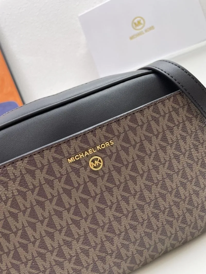 Michael Kors Brown Black Crossbody Satchel Bag H09966 24cm - Image 4