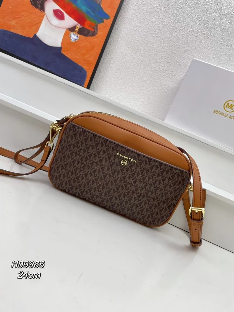 Michael Kors Brown Monogram Crossbody Bag H09966 24cm - Image 3